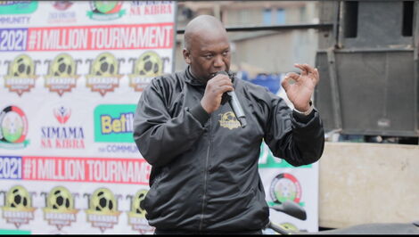 Noah Yusuf, alias Refigah, the founder of GrandPA records at Laini Saba grounds in Kibra, on September 10, 2021