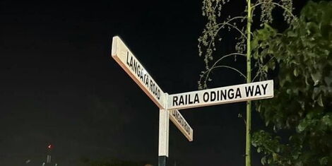 A road signage named after Raila Odinga by the Nairobi County on Friday, November 5