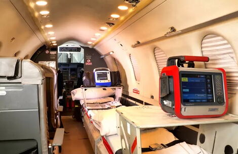 A file image of an interior design of an air ambulance. 