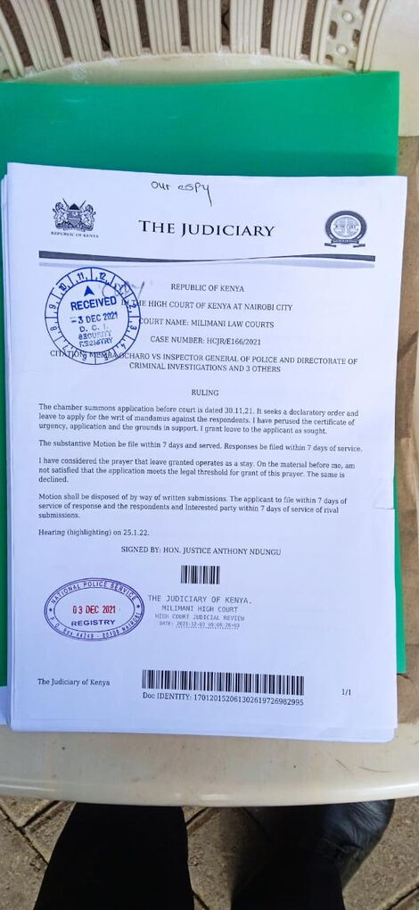Document from the high court ruling