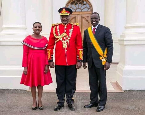 Right to Left: Deputy President William Ruto, President Uhuru Kenyatta and Ruto's wife Rachel.