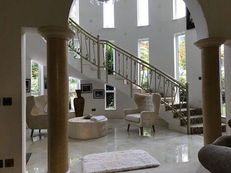 An image of the the stairs inside the Ksh750 million mansion located in Muthaiga, Nairobi