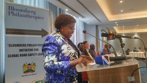 Mrs. Agnes Odhiambo, NTSA Chair Person speaking at the launch