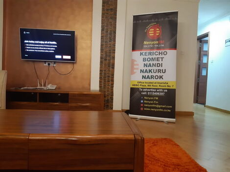 Inside Nenyon FM studio in Kericho Town