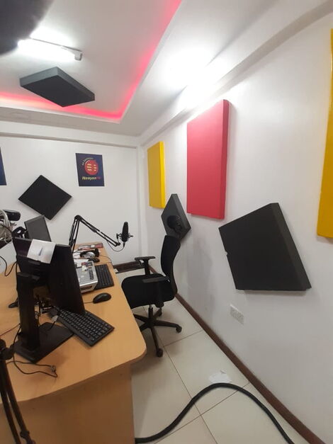 Inside Nenyon FM studio in Kericho Town
