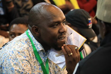 Elgeyo Marakwet senator Kipchumba Murkomen waiting for official presidential election result at Bomas of Kenya on August 15, 2022