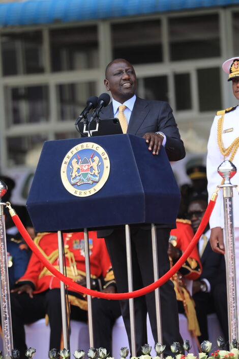 President William Ruto reading his speech at Kasarani Stadium after being sworn-in as Kenya's fifth president on Tuesday, September 13, 2022
