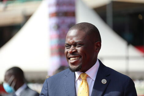 Nairobi Governor Johnson Sakaja during the inauguration ceremony of Wiliam Ruto at Kasarani Stadium on Tuesday, September 13, 2022