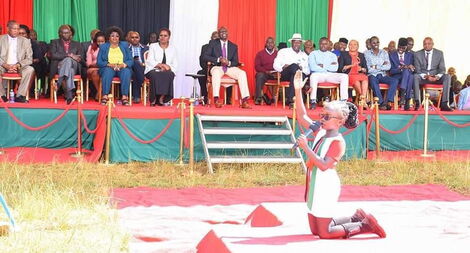 Abilasha Muthoni performs for Deputy President William Ruto in Kandara constituency on Friday, March 6, 2020.jpg