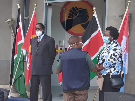 Wiper party leader Kalonzo (Left) pictured at Jubilee Party Headquarters on June 17, 2020.