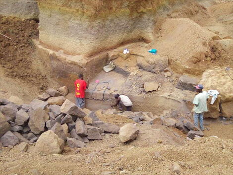 Workers pictured at a quarry.