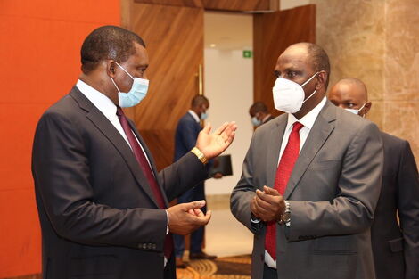 National Assembly Speaker Justin Muturi with Treasury CS Ukur Yattani at Ole Sereni on Wednesday, August 26, 2020