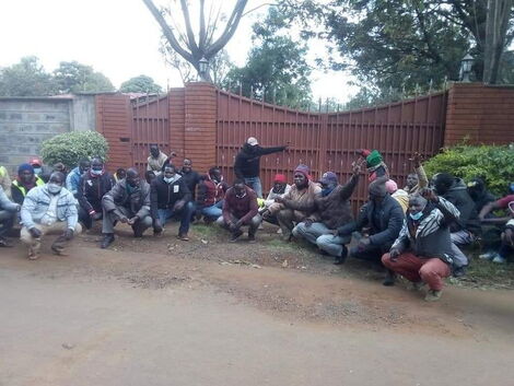 Youth outside DP William Ruto's Residence in Eldoret on Thursday, August 26, 2021