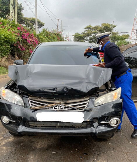 Damaged car belonging to Ebru TV show host Joan Obwaka on Monday Morning, November 16, 2020.