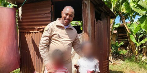 Kameme TV presenter Muthee Kiengei and Mary Wanjku's children on Friday, January 27, 2023