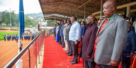 _President Uhuru Kenyatta accompanied by leaders of Abagusii at Gusii Stadium on Wednesday, August 3, 2022..jpg