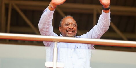 President Uhuru Kenyatta waves to the crowd at the Gusii stadium on Wednesday, August 3, 2022.