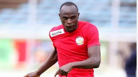 Kenya legend Dennis Oliech playing for Harambee Stars during a past match.