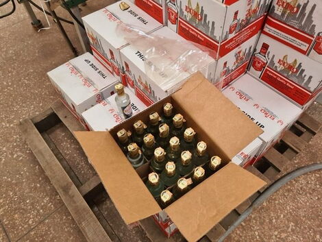 Illegal alcohol recovered from a store along Kangundo road in Nairobi on Wednesday, February 3.