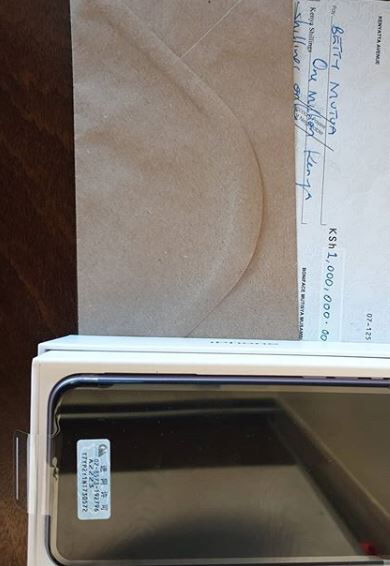 the cheque Bonnie Musambi gifted his wife on her birthday on July 11, 2020.