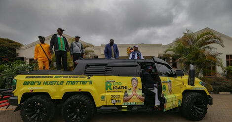 File photo of President William Ruto on United Democratic Alliance (UDA) branded truck.