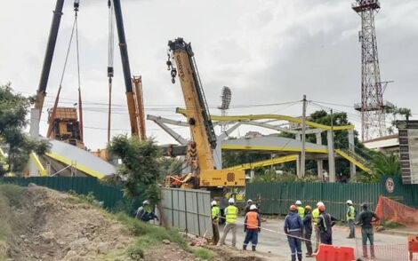 A Collapsed footbridge near Nyayo Roundabout in Nairobi on Saturday February 12, 2022