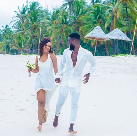 Robert 'Khula' Budi with his wife at their wedding in Ukunda on August 20, 2020.