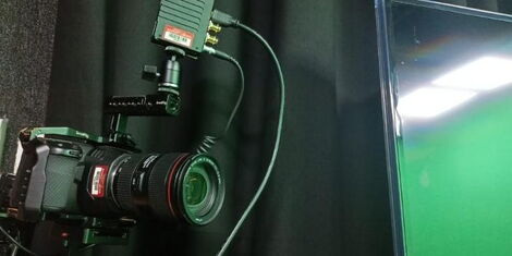 A camera in a studio set up