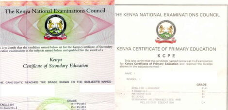 KCSE and KCPE certificates 