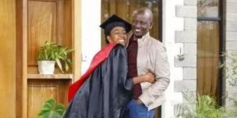 An image of Charlene Ruto with her father President William Ruto celebrating her graduation.
