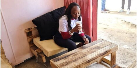 An image of Charlene Ruto in Kariobangi when she visited a milkshake shop on November, 19, 2022.