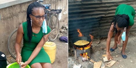Bevalyn Kwamboka, a student who runs an informal business in Nairobi's Donholm area.