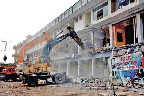 A file image of a building being demolished