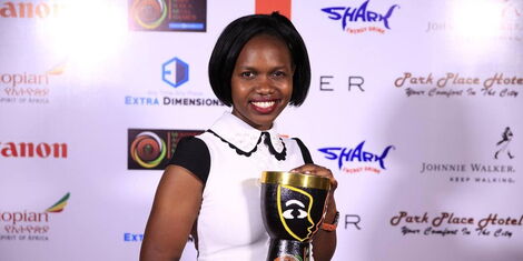 Former Citizen TV reporter Dorcas Wangira posing for a photo after winning the 2019 Michael Elliott Award for Excellence in African storytelling.