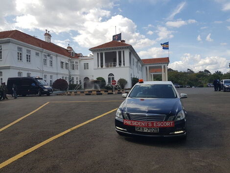 Presidential Escort Unit vehicle parked at State House