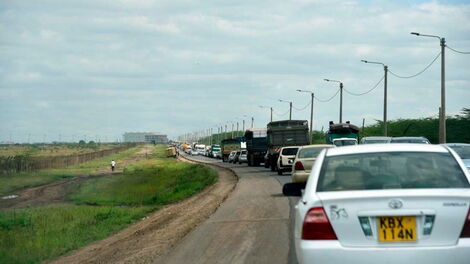 File photo showing traffic jam along Eastern Bypass heading to Utawala