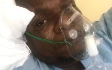 ODM Communications Director Philip Etale on oxygen at MP Shah Hospital in Parklands area, Nairobi County.