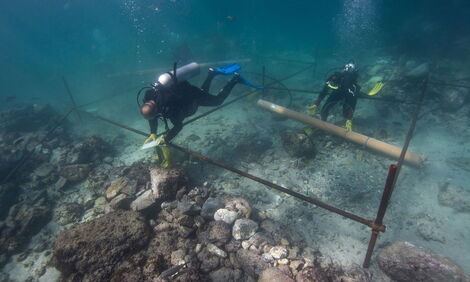Archaeologists and architects construct a wreck site at Ngomeni, Kilifi in line with the establishment of the underwater museum.