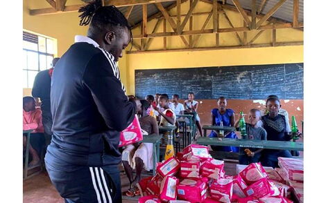 Msanii ForeMan conducts its sanitary napkin collection campaign in Oloitoktok.