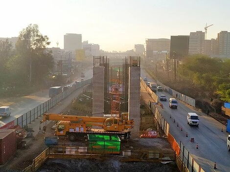 Construction of the elevated section of Nairobi Expressway along NextGen Mall, Nairobi
