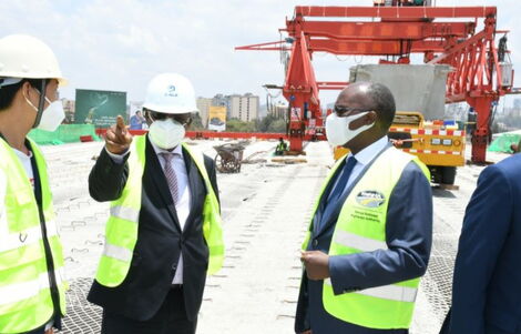 Transport CS James Macharia during an inspection tour of Nairobi Expressway on March 31, 2021.