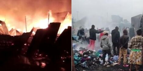 Amateur footage of fire at Gikomba market, Nairobi on Saturday morning, December 18, 2021