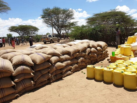 Food donations handed at a past Harambee event in Kenya