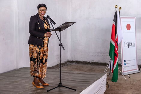 Githunguri MP Gathoni Wamuchomba addressing the Embassy of Japan in Nairobi on October 7, 2022