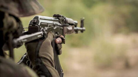 A file image of a man aiming to shoot
