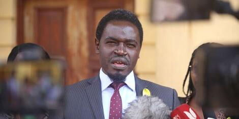 LSK President Nelson Havi speaking to a reporter.