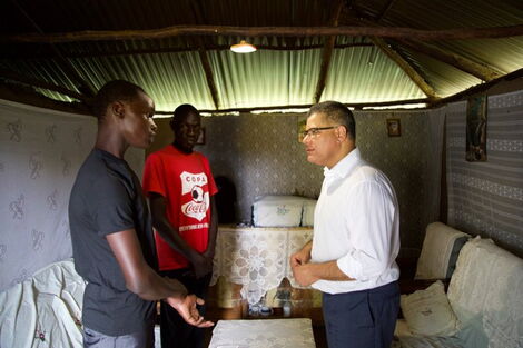 Nevile Ochieng together with the United Nations Climate Change conference president Alok Sharma on January 12, 2020. 