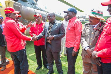 President Uhuru Kenyatta with former Bomet Governor Isaac Ruto before a Jubilee rally in Kericho on September 8, 2017