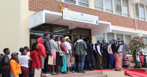 Job seekers queue for interviewers at an organisation in the past 