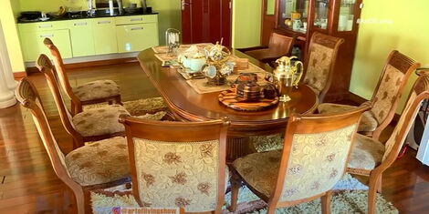 The dining area of the palatial Runda mansion belonging to Kiambu County Deputy Governor, Joyce Wanjiku Ngugi.